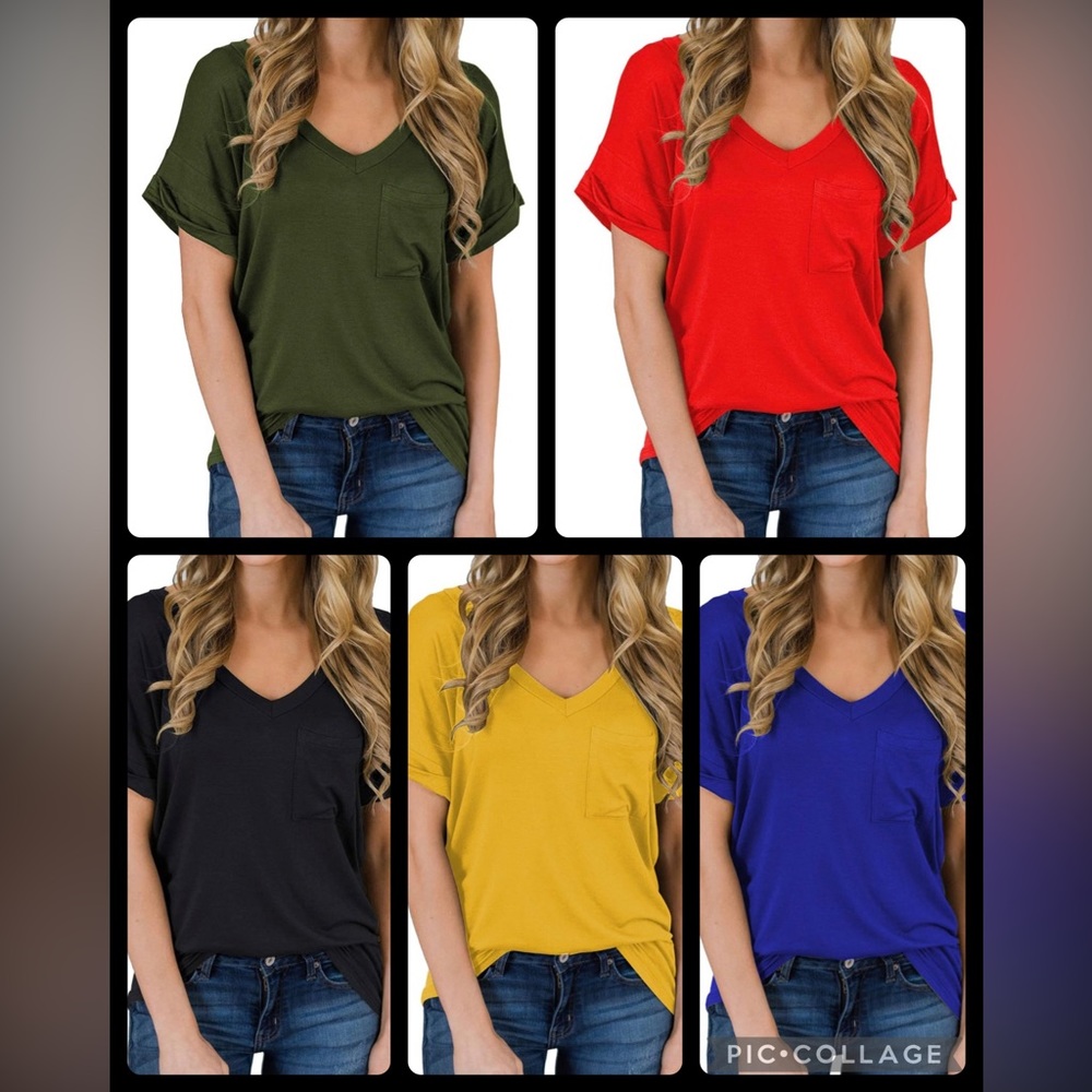 Multiple Colors: V-Neck Loose T-Shirt